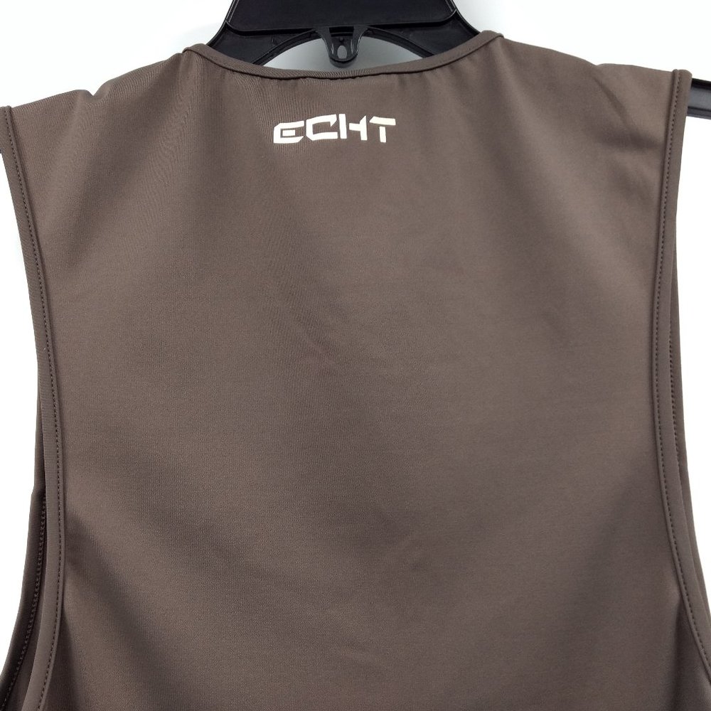ECHT Tank Men's M Brown Muscle Fit Scoop Neck Pocket Round Hem Logo Pullover - Picture 4 of 13